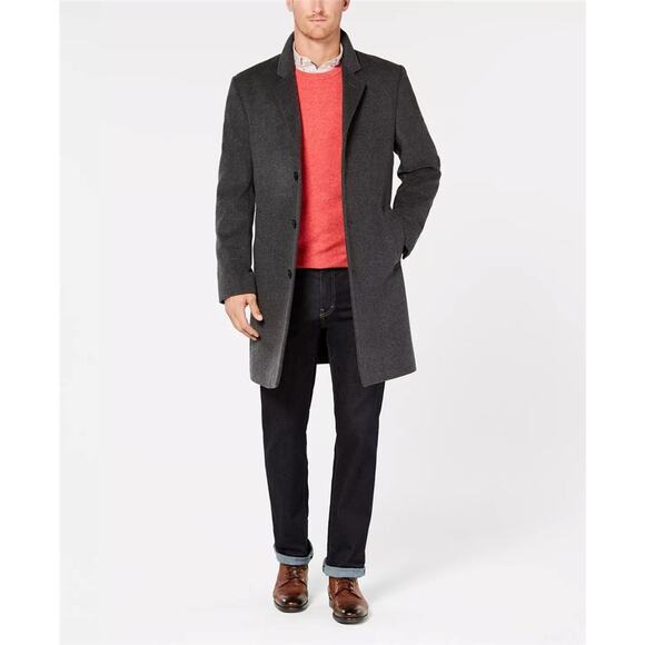 Michael Kors Men Heather Gray Madison Wool Blend Modern Fit Overcoat Size 38S - Picture 1 of 1